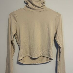 Tan/Cream Turtleneck Long Sleeve Top